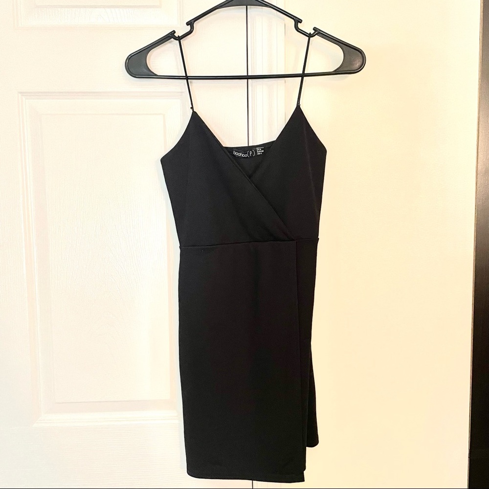 Boohoo Black Wrap Mini Dress